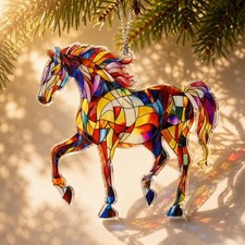 Christmas Ornaments 2025 Horse Ornament with Colorful Design New picture