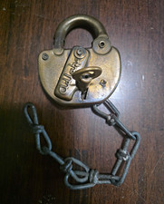 N&W Vintage Brass Padlock w/ Chain & Key, Works Perfectly picture
