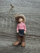 Southwest Western Ranch Theme Cowgirl Figurine/Ornament 4 1/2 Inch picture
