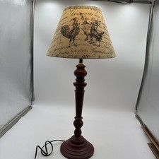 Wooden Distressed Burgundy Lamp Base W/ French Country Shade picture