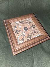 Wooden Box Authentic Navajo Sand Painting Signed Great Condition picture