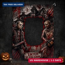 Halloween Photo Booth Backdrop, Scary Chainsaw Killer Frame Banner 70.9 x 47.2 I picture
