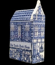 Vintage Delft Blue Hand Painted Miniature House 15 Bookshop-Flowershop (B1) picture
