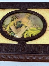 Vintage P.N.C.W PNCW Trinket Jewelry Music Box  Gilded Brass Finish Ladies Scene picture