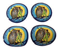 4 Dennison Halloween Seals Owl & Elf c. 1920's Rare picture