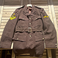 Vintage RCMP Brown Dress Jacket complete with Belt picture