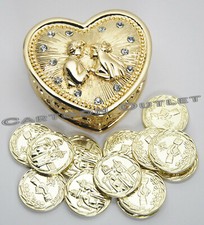 WEDDING CEREMONY GOLD HEART ARRAS DE BODA 13 UNITY COINS COUPLE NEW CUTE GOLDEN picture