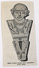 small 1883 magazine engraving ~ GOLD TUNJO FROM NEW GRANADA picture