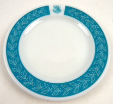 Pyrex Corning Strategic Air Command Teal Laurel Leaf Band Milk Glass Plate READ picture