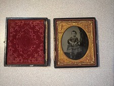 1850'S 1860's ANTIQUE TINTED AMBROTYPE PHOTOGRAPH OF YOUNG GIRL CHILD 3.25” picture
