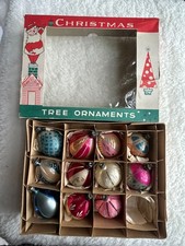 11 Vintage Fantasia Poland Glass Christmas Ornaments Teardrop & Round 2