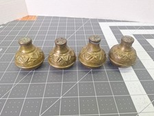 4 Vintage Brass Salt Pepper Spice Shakers Screw Top Drilled Holes picture