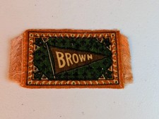 Antique 1910s tobacco cigarette felt with fringe BROWN UNIVERSITY pennant picture