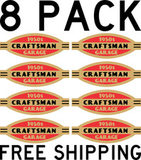8 PACK VINTAGE CRAFTSMAN TOOLS 1950's DECALS STICKERS THREE INCH  picture