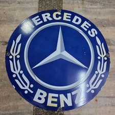 MERCEDES BENZ PORCELAIN ENAMEL SIGN 29 X 29 INCHES picture