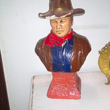 Vintage Hand Painted Ceramic Cowboy Bust Figurine Franklin Industries 1956 picture