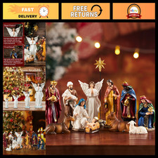 Christmas Nativity Set 13 Pieces Indoor Decor 3.9 Inches Religious Figurines picture