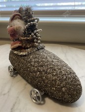 Antique Reproduction 1900s Santa/ Mica-Encrusted Early Auto; Christmas Decor EXC picture