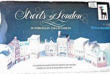 CHRISTMAS VILLAGE HOUSES -STREETS OF LONDON -10 HOMES that LIGHT UP,HAND PAINTED picture