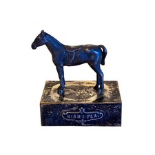 Vintage Miami Fla Metal Horse Paperweight Matchbox Holder Souvenir Equestrian picture