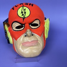 Rare Vintage 1960s DC Comics The Flash Vacuform Plastic Halloween Mask Usa picture