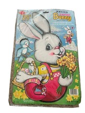 Beistle VTG 25” Jointed Easter Bunny Rabbit Die Cut Posable Decoration 1992 NOS picture