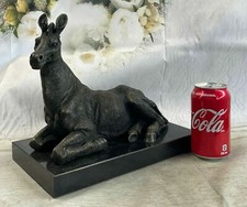 SUPER DEAL Bronze Sculpture African Zebra Art Deco Marble Base Statue Figure ART picture