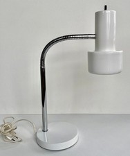 Vintage 1970s White Gooseneck Desk LAMP Table Adjustable MCM Mid Century Modern picture