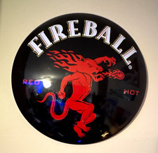 Fireball Red Hot Distillery Advertising Sign - Round Black & Red picture