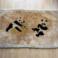 Vintage Handmade DaPeng Beijing Panda Fur Shearling Sherpa Rug Wall Tapestry 80s picture