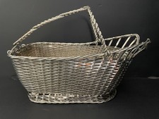 Vintage Christofle Gallia Silver Plated Hand Woven Wine Bottle Holder Basket picture