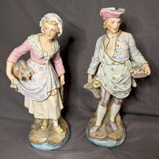 Antique Vion & Baury French Bisque Porcelain Figurines Pair 15