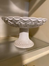 Lenox Butler’s Pantry White Pedestal Compote Dish With Leaf & Ribbed Design picture