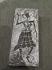 Vintage 1973 Richard Myklebust Brutalist Cast Aluminum Box Calypso Dancer MCM Tx picture