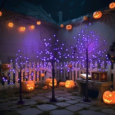 3 Pack Halloween Spooky Tree with Purple Lights,4FT/5FT/6FT, for Halloween Decor picture
