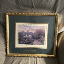 Vintage Thomas Kinkade Accent Print Come Inside for a Warm-Up Framed 1998 picture