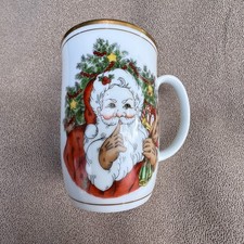 Vintage 1978 Fitz and Floyd St Nicholas Mug Christmas Coffee Cup Shushing Santa picture