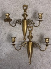 vintage brass candle holders pair wall sconce picture