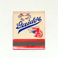 Vintage NOS Gaido's Restaurant FULL Matchbook Houston & Galveston TX picture