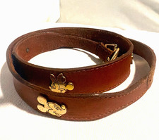 Disney Brown Leather Belt Medium Mickey Mouse Minnie Mouse Goofy Pluto picture