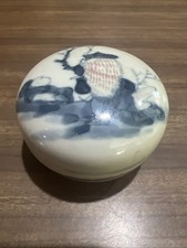 Antique Chineses Blue and White Porcelain Seal Paste Box Lid QingDynasty 19thC picture