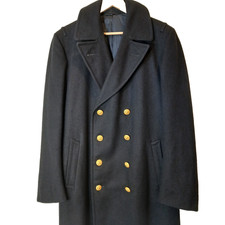 Vintage 1968 US Navy Officer Bridge Coat 100% Wool Vietnam Era Long Military picture