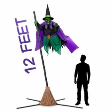 12 Ft Animated Hovering Witch Decor - Spooky Halloween Animatronics Prop picture