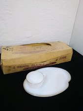 Federal Glass Co. Vintage SNACK TIME 4 plates & 4 Cups Complete 22 Kt Gold Edge picture