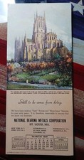 VINTAGE large Ink Blotter advertising NATIONAL BEARING METALS Calendar 1938 picture