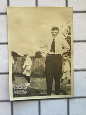 Vintage 1910s Young Man Tie Baseball Players in Background Snapshot Photo picture