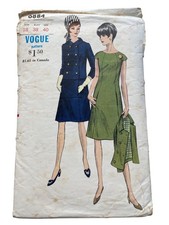 Vintage 60s Vogue 6884 Sewing Pattern Size 18 One Piece Dress & Jacket Retro CUT picture