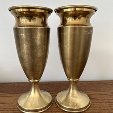 Antique Brass Altar Vase Pair from Catholic Church12”H picture
