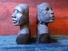 vintage pair of book ends 5''x7,5'' appr.6lb African man and woman design picture