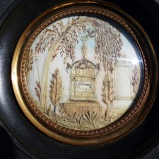 ANTIQUE FRENCH 19th CENTURY SENTIMENTAL MOURNING HAIR ART 1850's picture